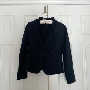 Talbot Navy Cotton Jacket with Ruffle Detail